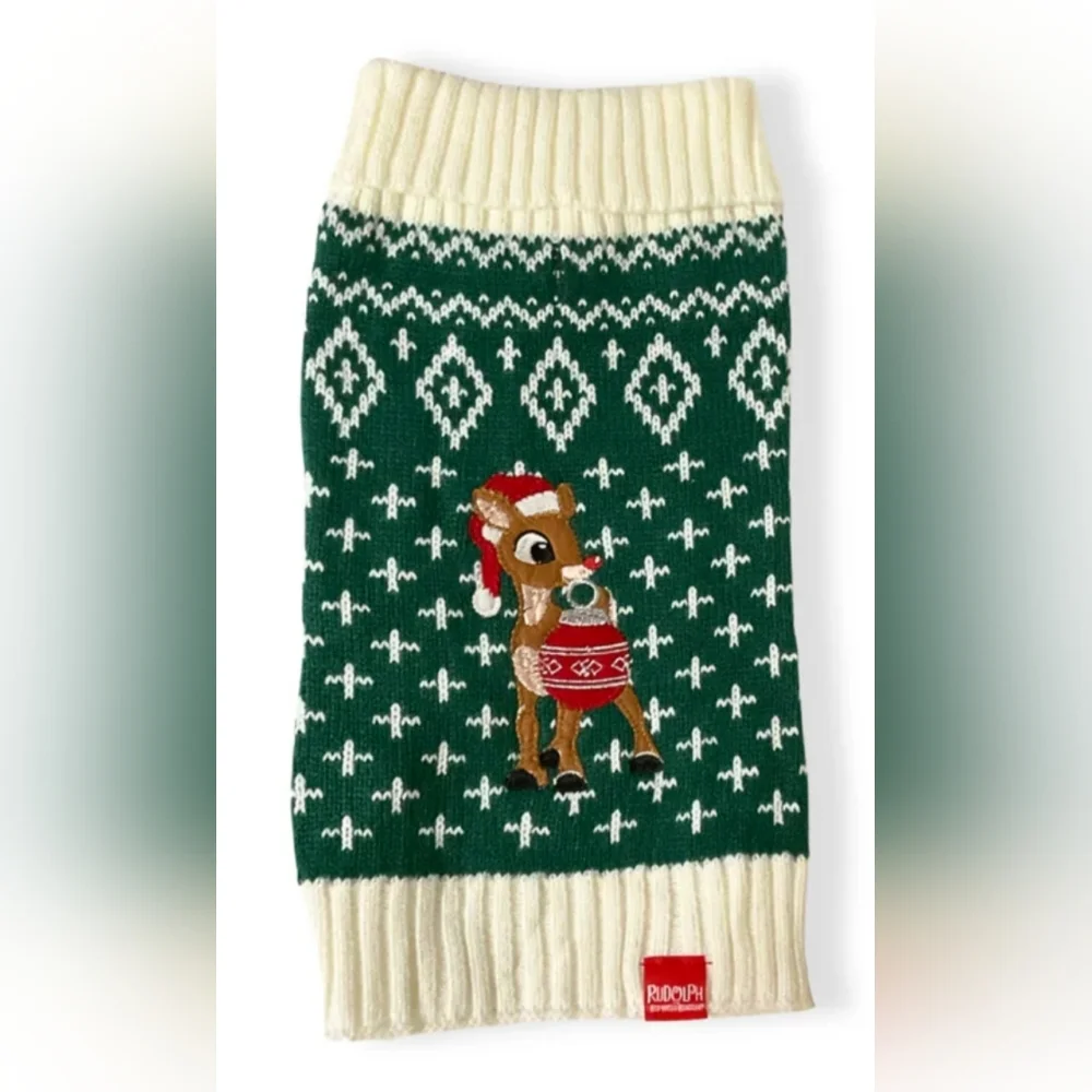 Official Licensed Rudolph the Red-Nosed Reindeer Holiday Dog Sweater Medium